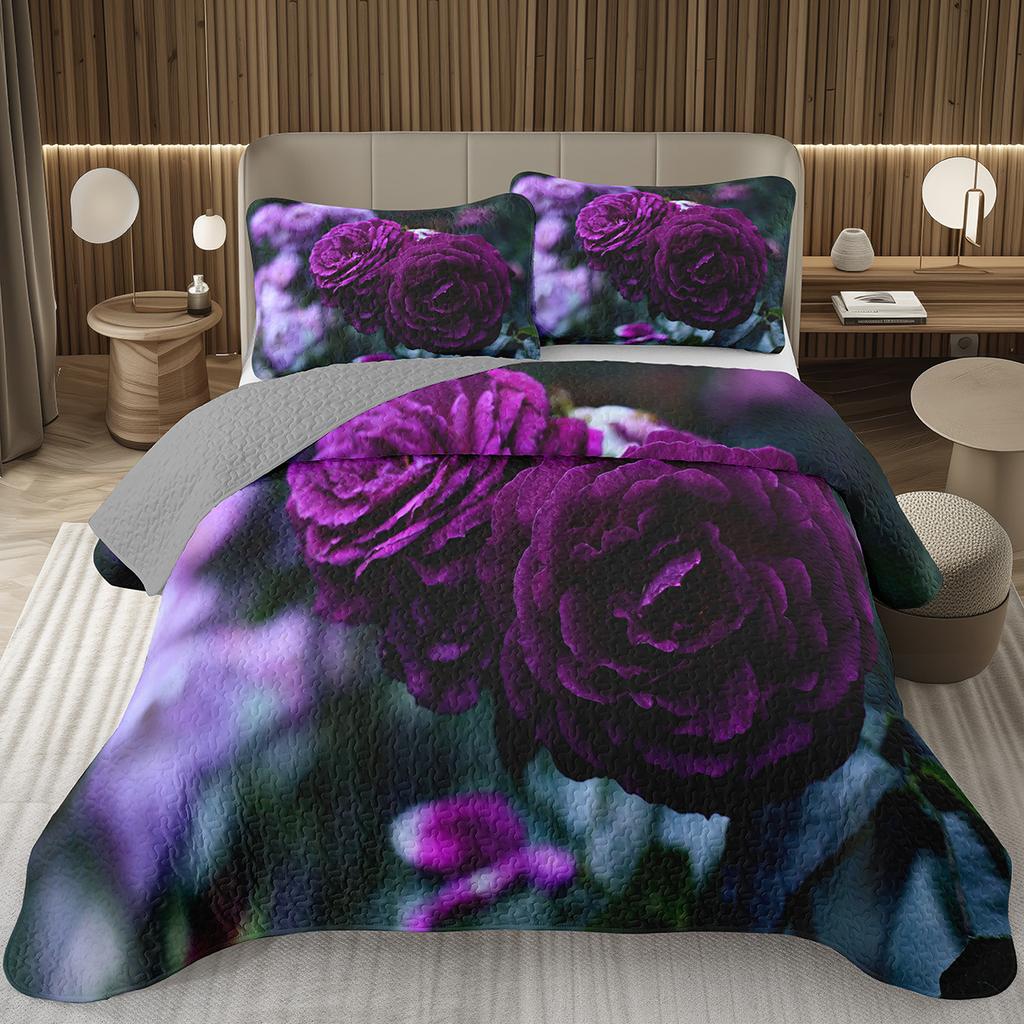 Романтическое покрывало с розами Квин/Кинг/Твин Ботаническое цветочное стеганое покрывало День святого Валентина Комплект стеганого постельного белья для девочек Женщин Декор комнаты