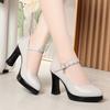 High Heels Platform Pumps 2025 Spring New Fashion High Heels Shoes Woman PU Leather Waterproof Shoes Femme Ladies Office Shoes