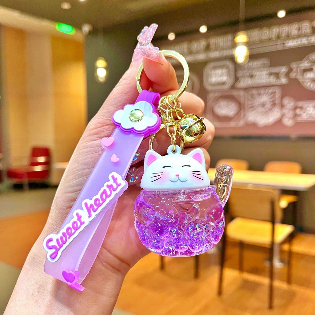 Брелок-подвеска Lucky Cat Quicksand с масляным наполнением - милый маленький подарок