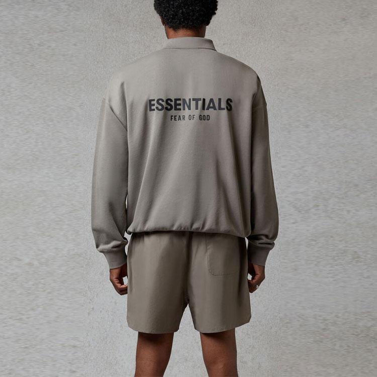Fear of God Essentials Осень/Зима 2020 Поло с длинным рукавом и буквенным логотипом Топы унисекс Cement FOG-FW20-360