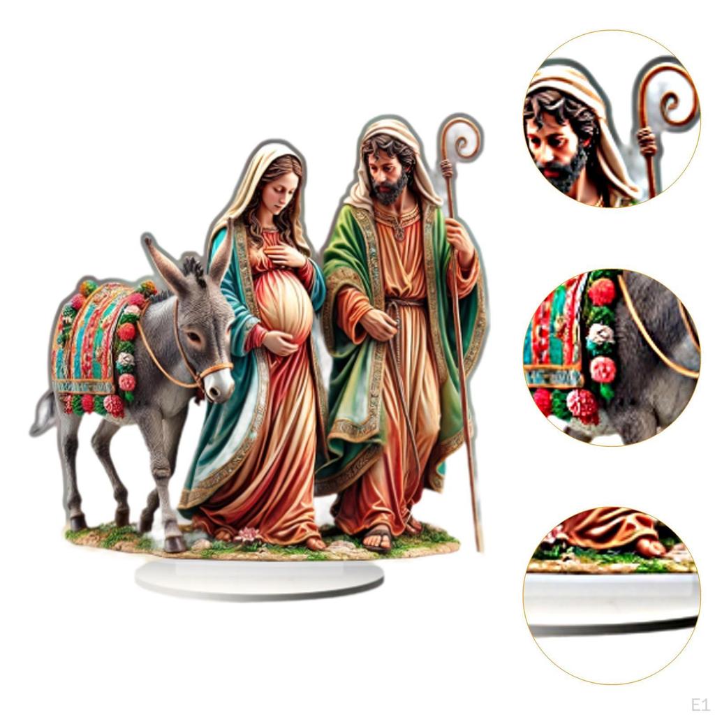 Joseph Mary Acrylic Sign Christmas Gift with Base Religious Tabletop Decoration Decorative Plaque