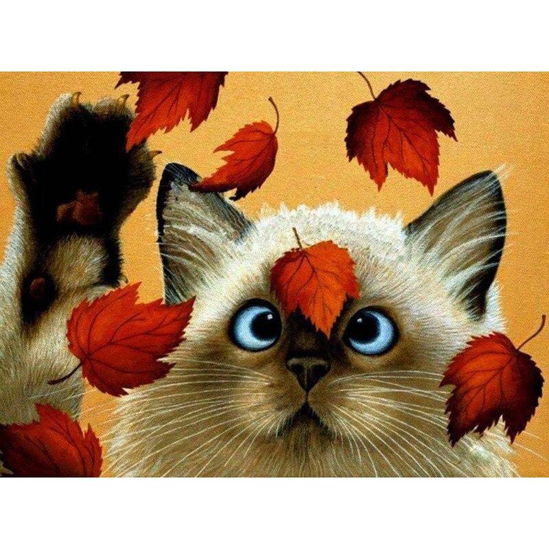 5D DIY алмазная живопись милый кот Алмазная вышивка животное вышивка крестиком полная круглая дрель ручной ремесла домашний декор подарок