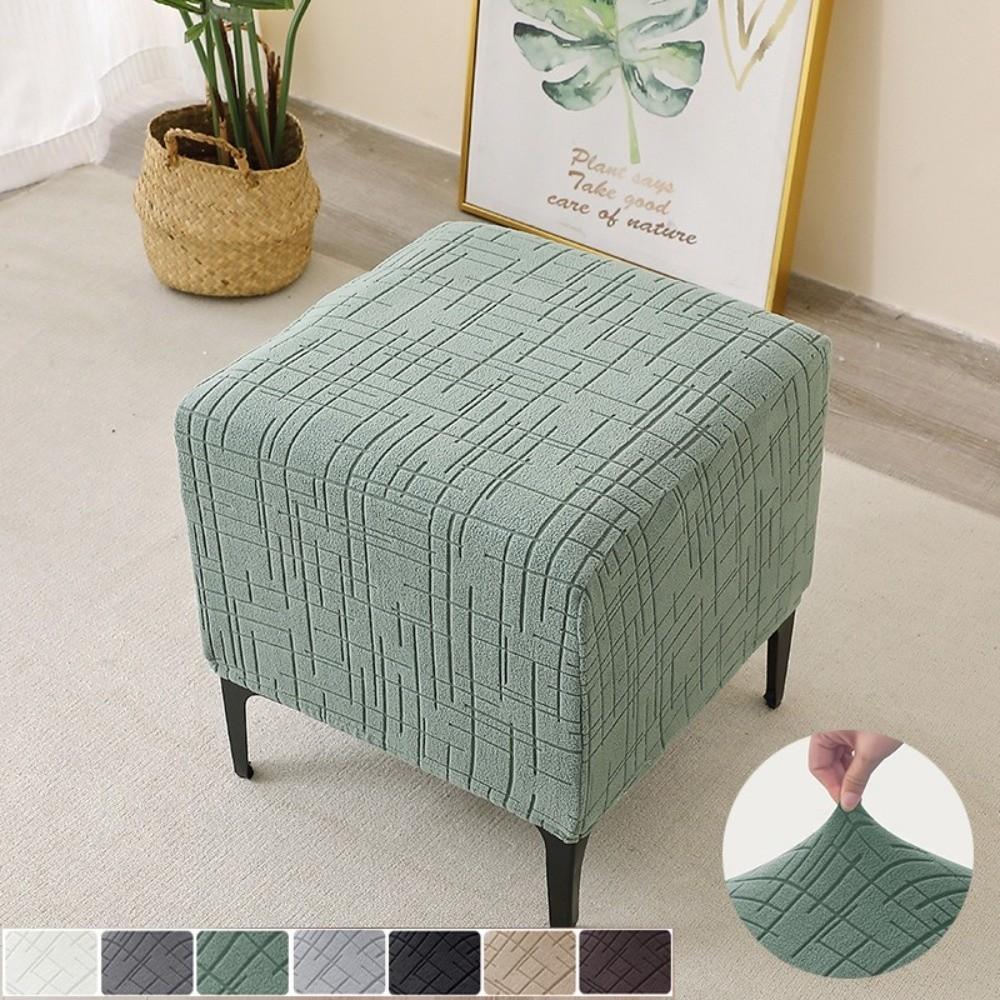 Elastic Square Stool Cover Solid Color Footstool Case Durable Pouf Stool Cover Living Room