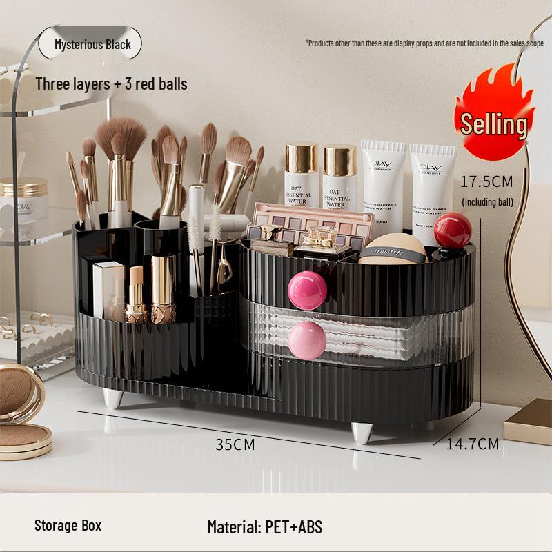 Высококлассный вращающийся настольный органайзер для косметики: Подставка большой вместимости для ухода за кожей, помады и ручек