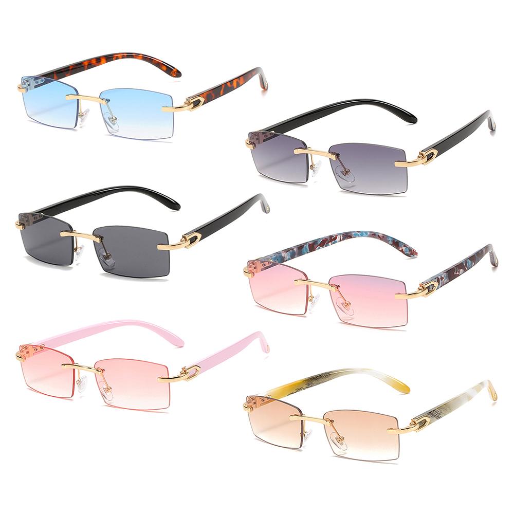 Gradient UV400 Punk Sunglasses Driving Sun Glasses Rimless Rectangle Sunglasses Fashion Shades