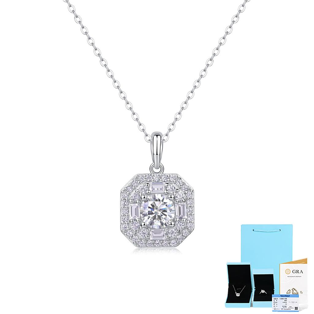 S925 Silver Necklace Moissanite Pendant Collarbone Chain Silver Jewelry Pendant Panyu