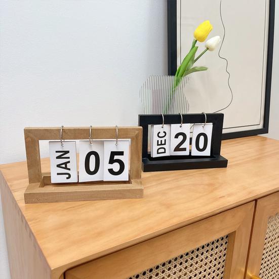 Настольный календарь из цельного дерева с металлическим железным кольцом, устойчивый к ржавчине деревянный вечный календарь, украшение для рабочего стола