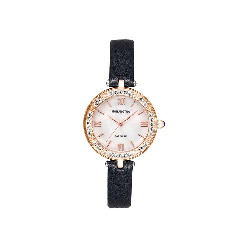 Fashion Diamond-Encrusted Ladies Watch Light Luxury Fritillary Round Dial Belt Waterproof Rose Gold Watch