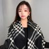 Star scarf women's autumn and winter shawl black plaid black and white plaid large shawl student travel photo scarf