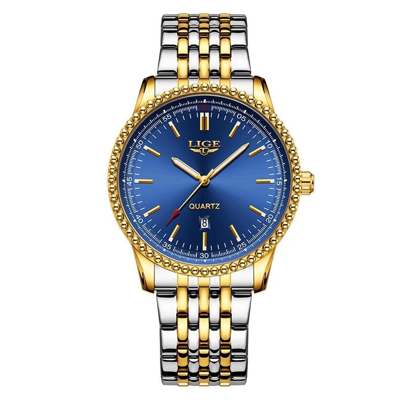 New Men Watch LIGE Top Brand Luxury Quartz Watches For Men Sport Waterproof Black Gold Chronograph Relogio Masculino+BOX