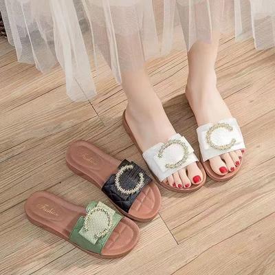 Модные тапочки с пайетками в корейском стиле для женщин, лето 2024, новые модные тапочки с металлическим дизайном и плоской подошвой для женщин, Zapatos De Mujer