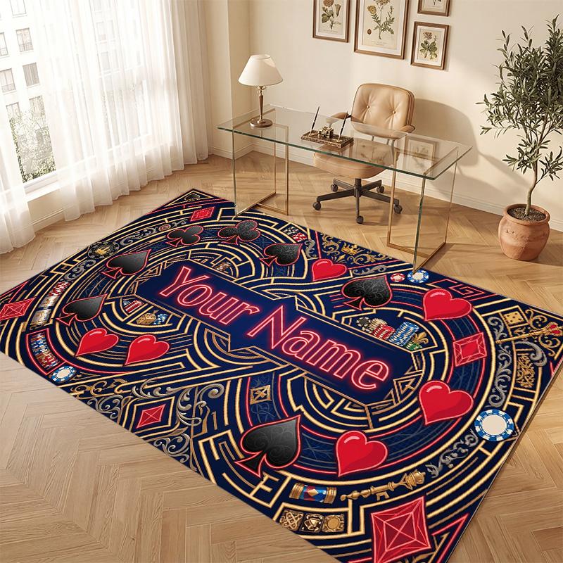 Other Similar Designs Theme Soft Crystal Velvet Rug Custom Name & Text Print Non Slip Floor Rug for Bedroom Living Room