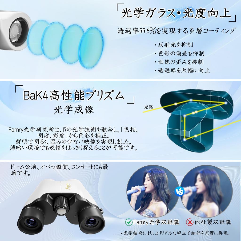 Бинокль 20x Театральный бинокль для живых выступлений и концертов Оптическая линза BAK4 FMC Многослойная ультраводонепроницаемая для повседневного использования Совместимость с
