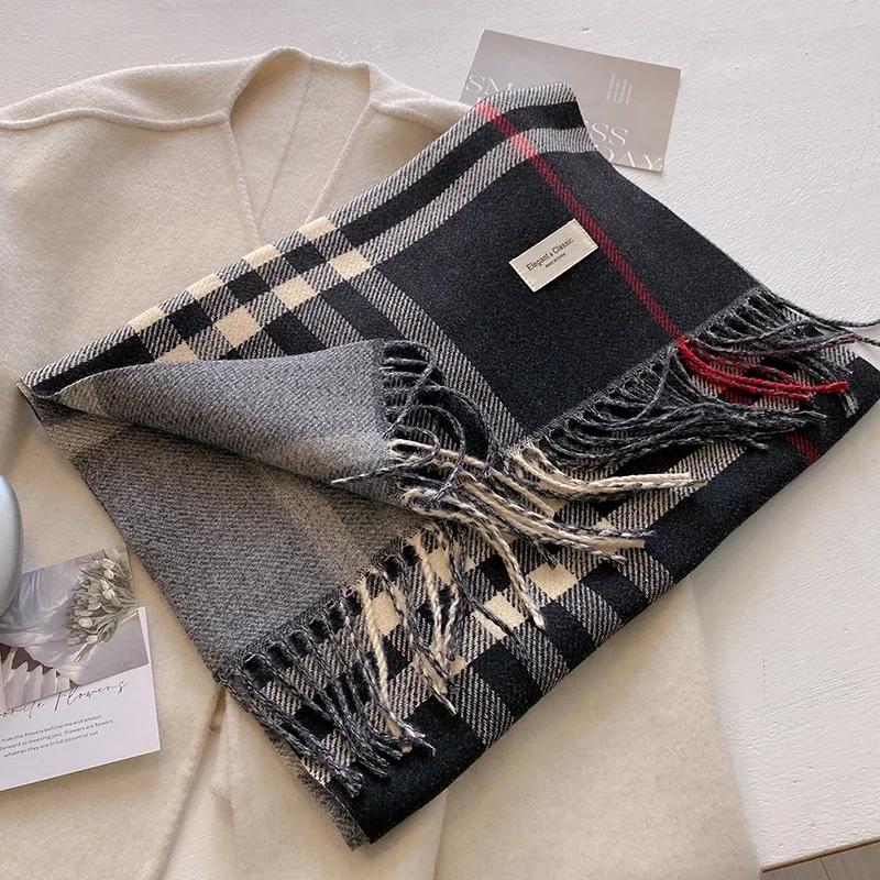New Autumn Winter Fashion Cashmere Plaid Design Scarf Men Women Warm Thickening Shawl Neckerchief Scarves Bufanda Tassel 2025
