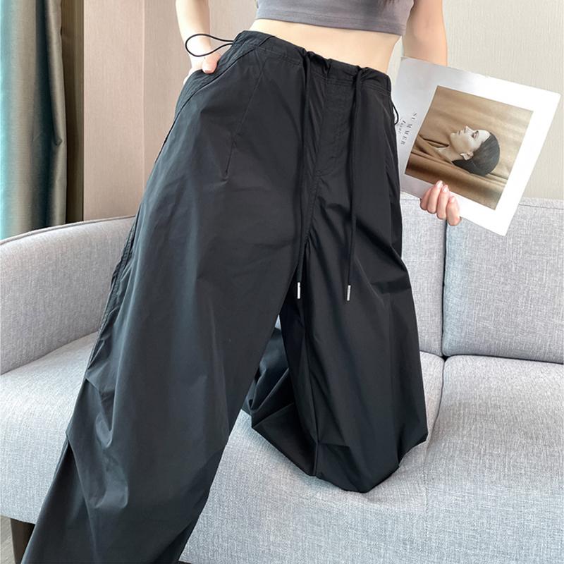 Модные элегантные женские брюки-карго, свободные повседневные быстросохнущие брюки-харлан на шнурке, лето-весна, простые плиссированные брюки 515