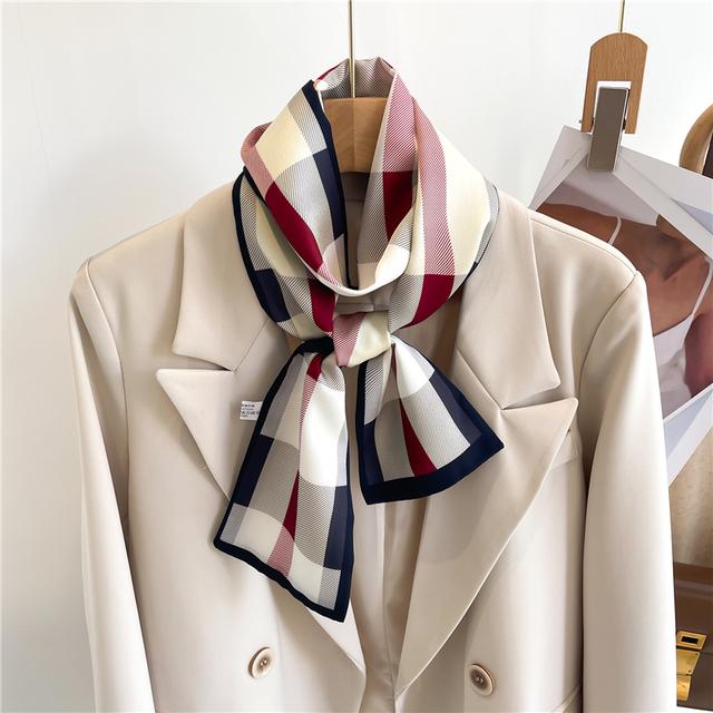 Silk Ribbon Scarf Satin Headkerchief Luxury Long Hair Hand Design Fashion Print Wrist Foulard Bandana Neck Tie Scarves