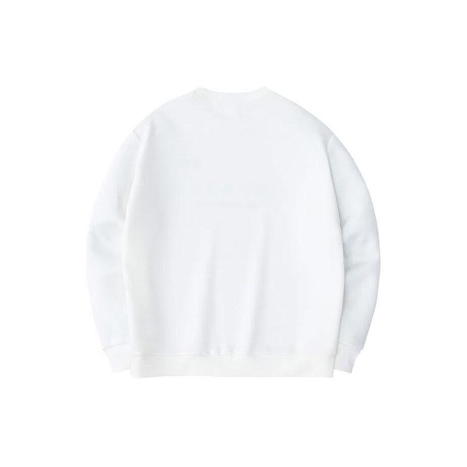 Anta Lifestyle Series Letter Print Easy Care Pullover Sports Long Sleeve Hoody Men sweatshirt Paper-White 152418732-1