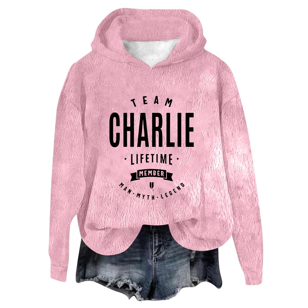 Women's Hooded Long Sleeve Printed Flannel Top Hooded Sweatshirt