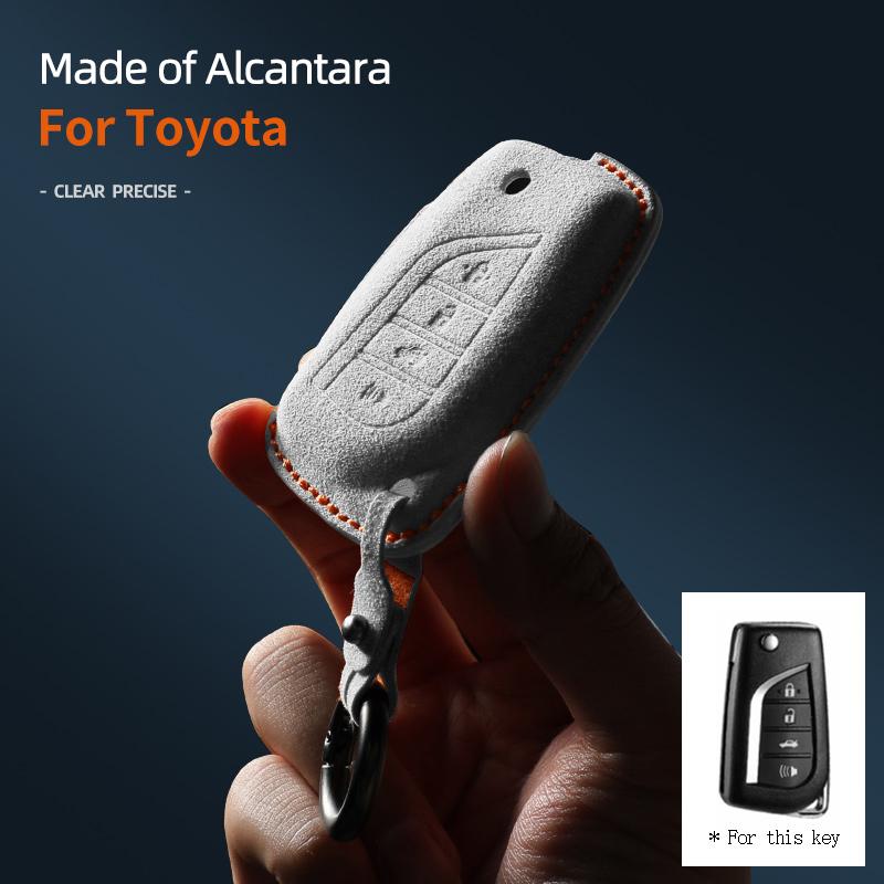 2 4 Button suede car key case cover protect shell Skin F For Toyota Corolla RAV4 C-HR Yaris Aygo Avensis Scion Vitz Flip Key