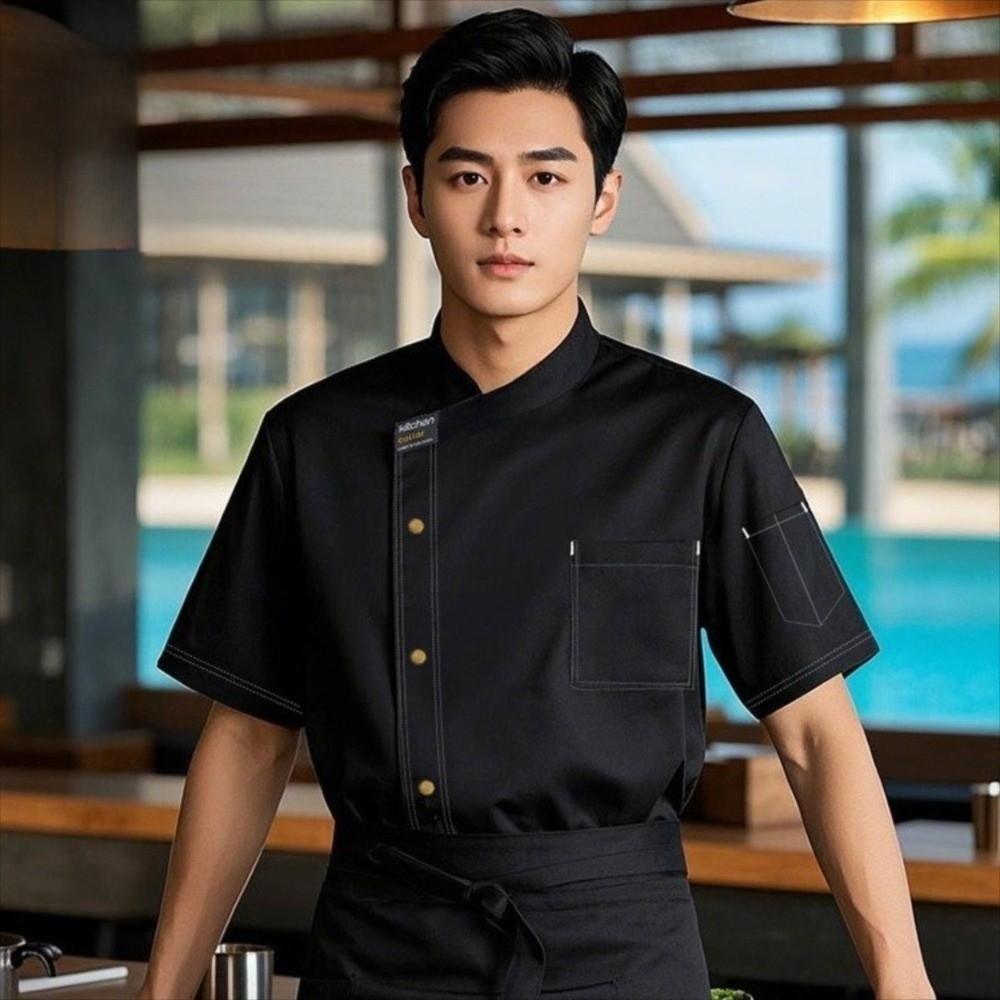 Short-sleeved Chef Jacket Breathable Mesh Kitchen Cook Shirts Durable Chef Uniform Waiter
