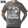 Breathable Casual Tee Male Oneck Tshirt Black Just One More Chapter Skeleton Reading Book Basic Unisex Tops Tshirts For Unisex