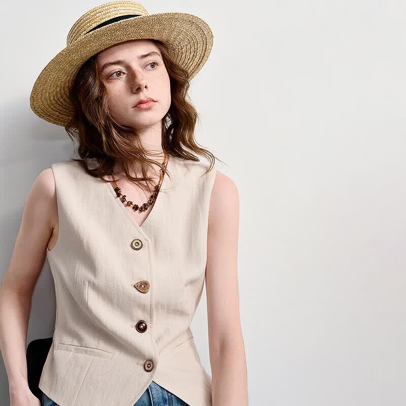 Короткий жилет Chuyu Slow Life из смеси лиоцелла и льна