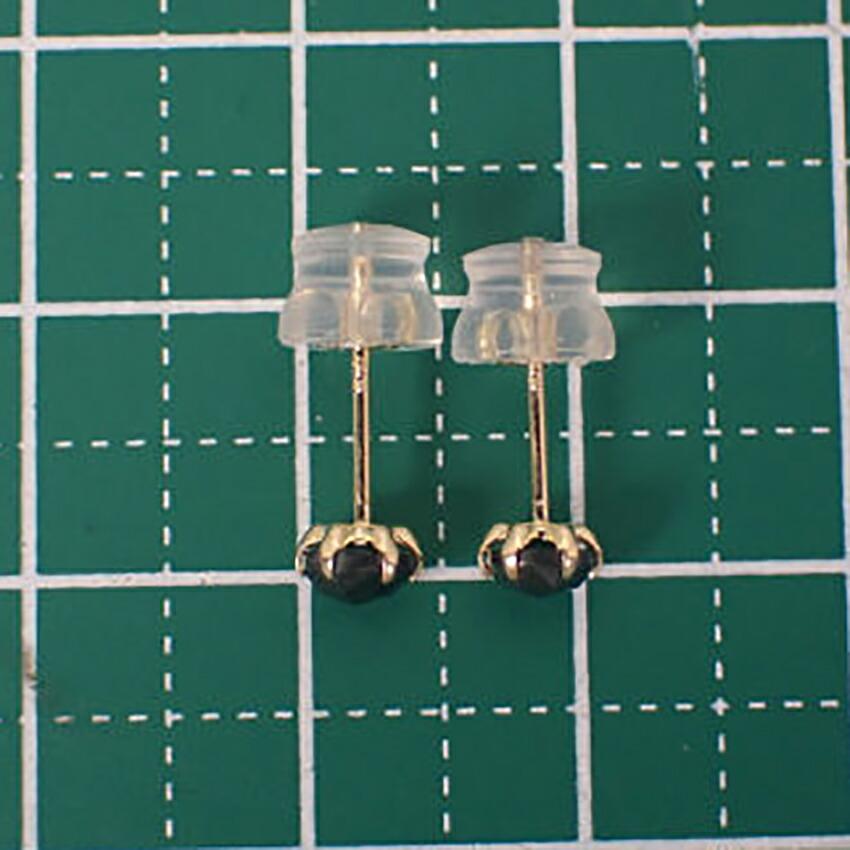 [New] K18 Black Diamond Stud Earrings [i11-2]