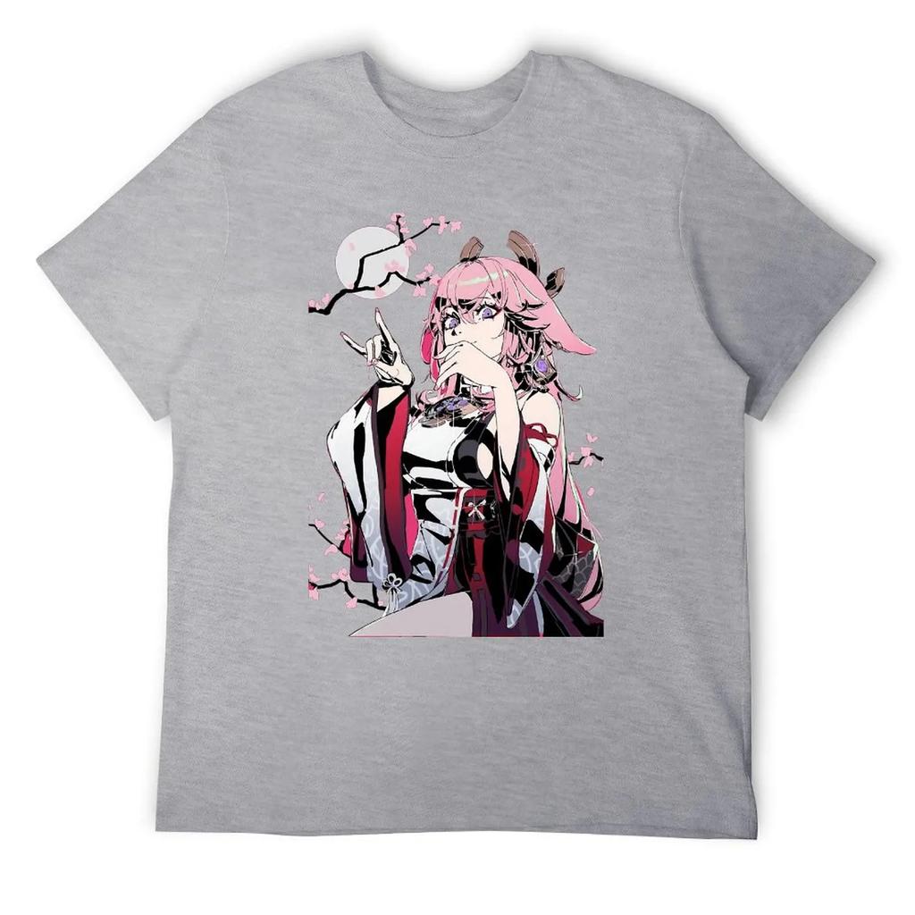 Yae Miko Фотографический принт на продажу Футболки Графический Крутая футболка Круглый вырез Движение Юмор Графический дом Размер США