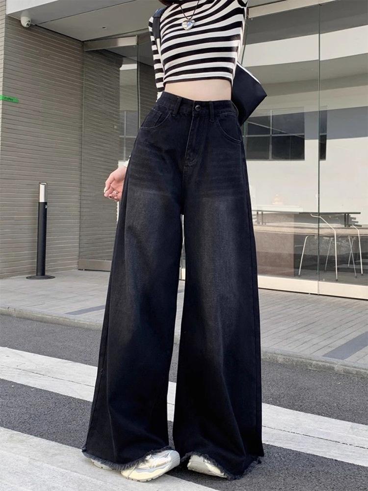 Мешковатые джинсы Hot Girl Femenina Y2k Street Vintage Washed To Make Old Fried Straight Wide-Bar Denim Брюки для женщин