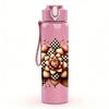 1PC Leopard Succulent Flower Graphic,750ml Color Plastic Sports Water Bottle,Leakproof Flip Straw Lid,Suitable for Sports Office Home Use