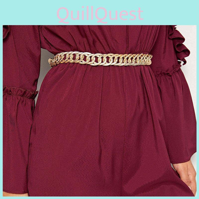 Гибкая металлическая золотая поясная цепочка для женщин с неправильной формой двойного эллипса