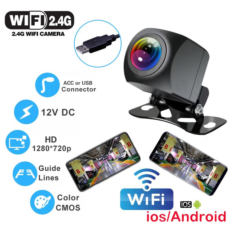 Автомобильная камера заднего вида Wi-Fi HD 170-градусная камера заднего вида Беспроводная водонепроницаемая камера заднего вида Wi-Fi 12 В 24 В для Android Ios