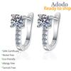 Fashion Round Cut 1ct VVS GRA Moissanite Korean Style Jewelry 925 Sterling Silver U-shape Hoop Earrings for Women