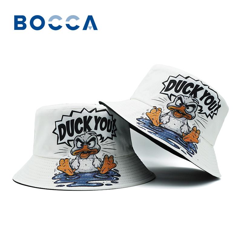 Bocca Cartoon Duck Bucket Hat Letter Pattern FisherUnisex Hats Location Design Panama Cap Caps For Unisex And Women Sun Summer Outdoor
