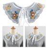 Embroidered Lace Floral Pattern False Collar with Pearl Beads Universal Removable Collar Sweater Shirt Collar for Women