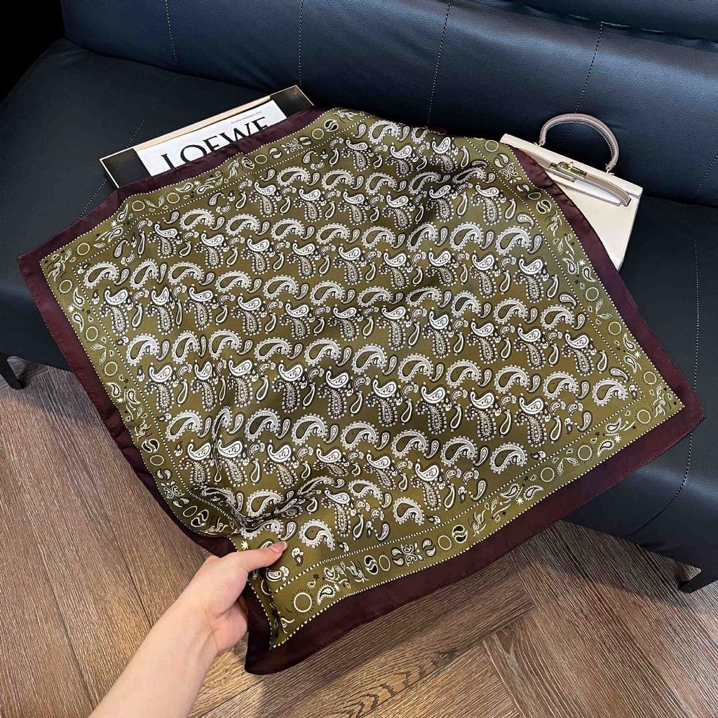 New cashew flower square scarf women's retro high-end silk scarf fashion versatile temperament scarf thin 71 cm
