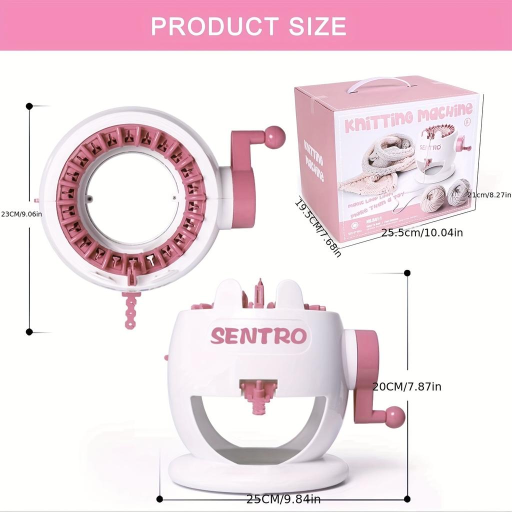 [Portable Knitting Machine] Manual Knitting Machine - Portable,Rotating Double Needles for Beginners & Experts,Compact Knitting Board for Hats,Scarves