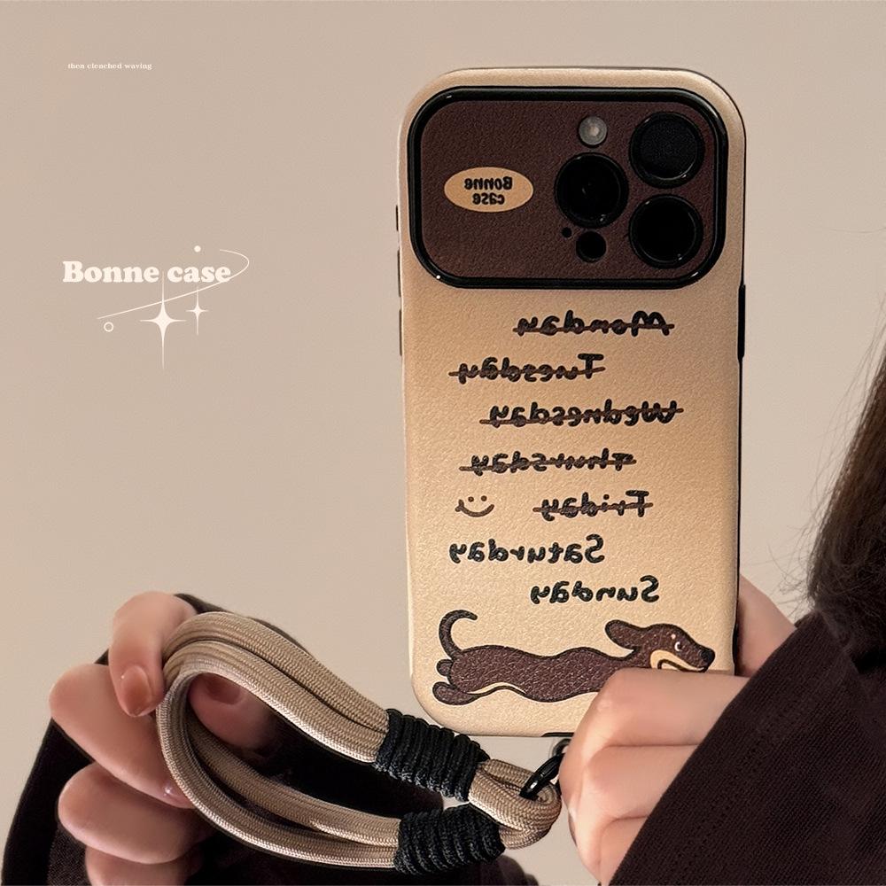 Собака такса Подходит для iPhone14 Apple 15 Чехол для мобильного телефона 16pro Max Кожа 11 Модный и крутой Личность