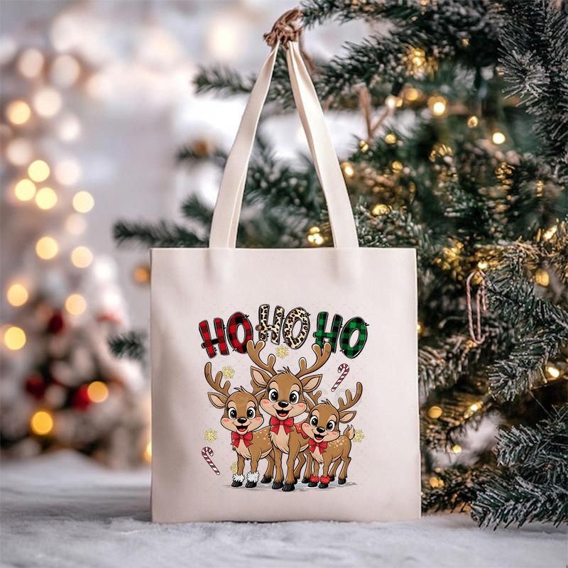 Christmas Christmas Printed Canvas Bag Large Capacity Casual Trend Student Shoulder Bag Tote Bag