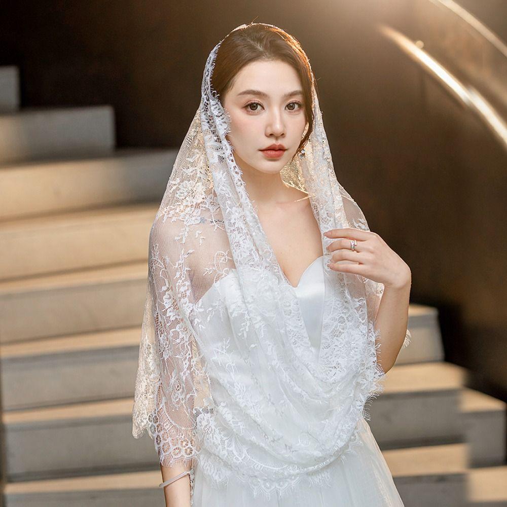 Испанская кружевная вуаль Элегантное головное покрытие Винтажная невеста Мантилья Головной убор