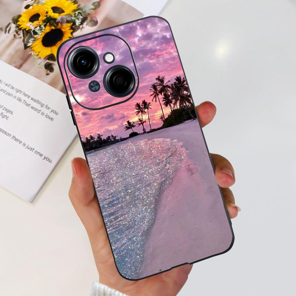 Цветок Бабочка Женская Модная Задняя Крышка Для Tecno Spark GO 1 Spark GO 2025 Чехол Для Телефона Черный Матовый Мягкий ТПУ Силикон