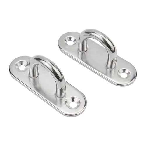 10-Piece Round and Rectangular Eyelet Screw Hook Eye Plate Set with 20 Screws, M5 Stainless Steel Ceiling Hooks, Fixed Hooks, 304 Stainless Steel, Sli