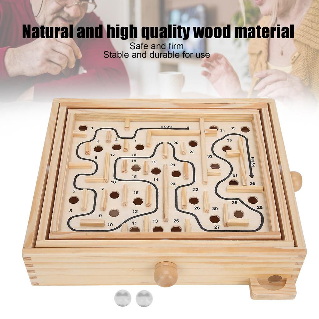 Деревянная доска-лабиринт, стальной шарик, балансир, настольная игра-лабиринт, обучающая игрушка в подарок