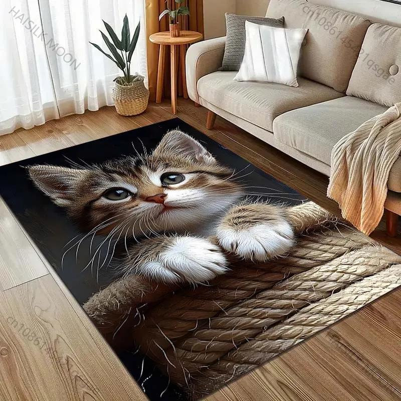 3D Милый Котенок Узор Ковер Коврики для Спальни Гостиной Дивана, Коврик для Учебы Йоги Нескользящий, Несколько Размеров на Выбор Доставка на Следующий День