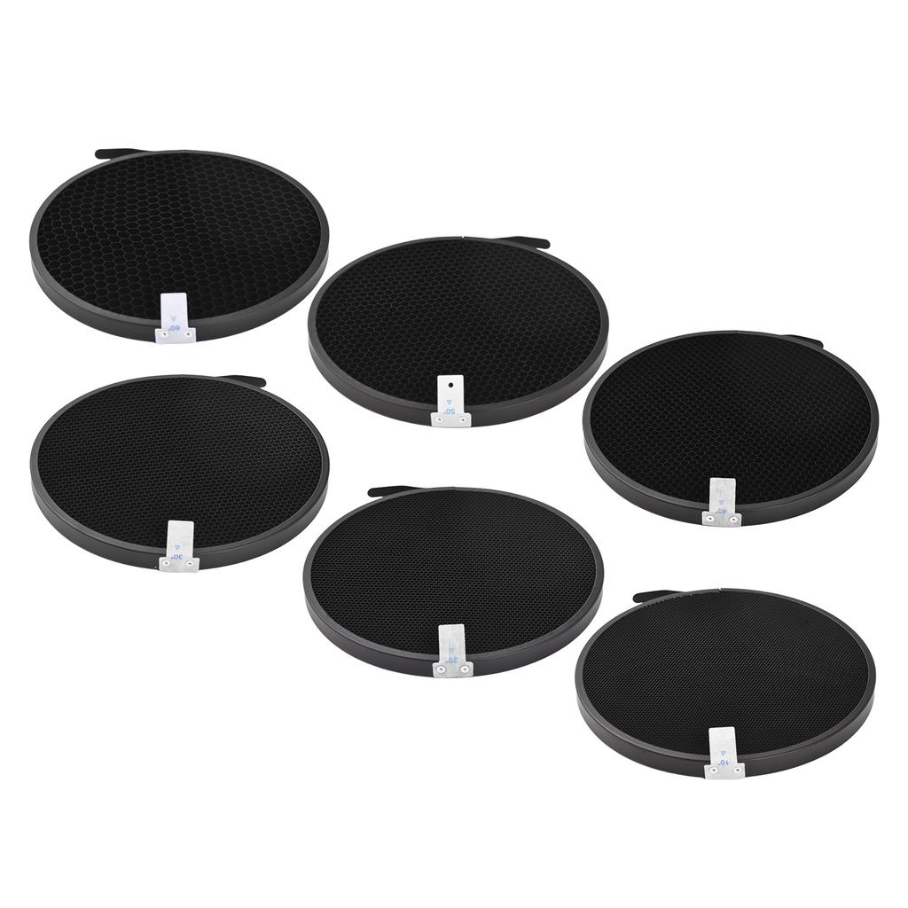 6pcs Photography Honeycomb Grid 10 Degrees /20 Degrees /30 Degrees /40 Degrees /50 Degrees /60 Degrees Honeycomb Lamp Shade Grid Replacement for
