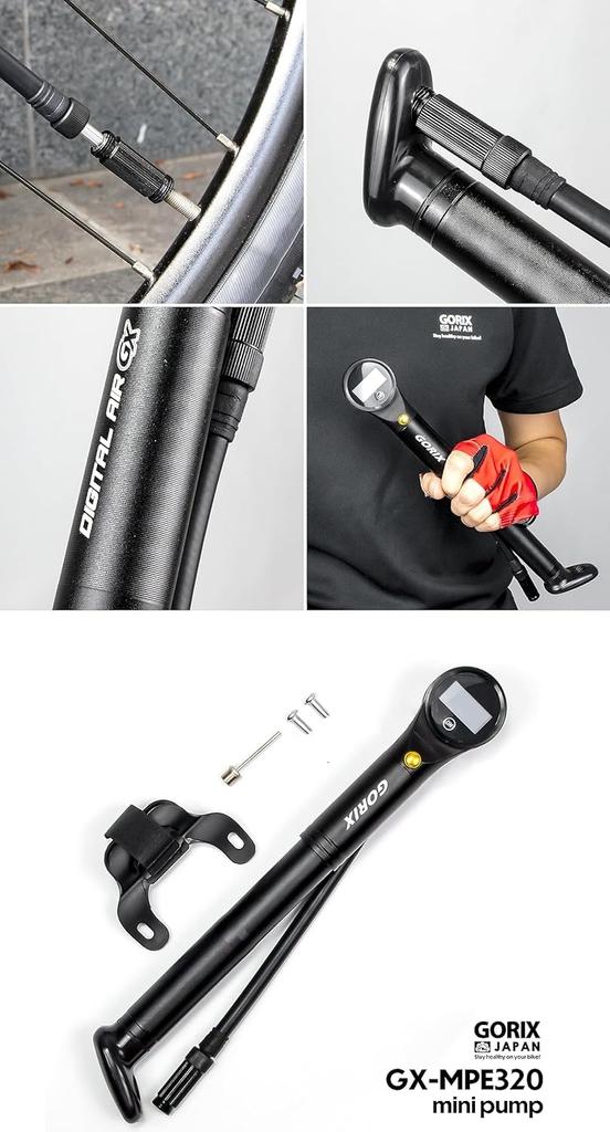 GORIX Портативный насос Велосипедный инфлятор Высокое давление 320 psi с цифровым манометром Манометр Совместим с типами Presta и American Игла для мяча