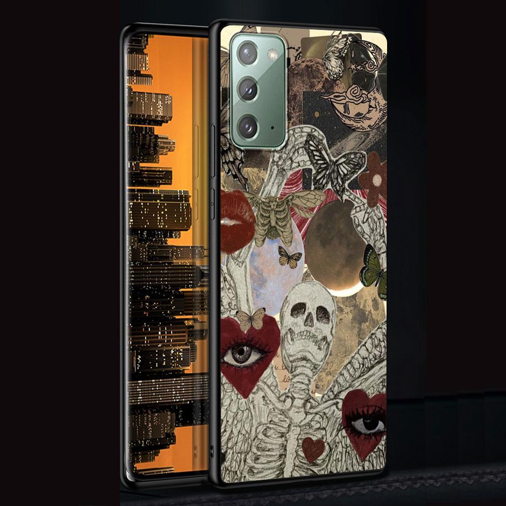 Чехол-бабочка в стиле ретро с черепом для Samsung Galaxy Note 20 Ultra 10 Lite 9 8 A53 A52 S23 S22 S21 S20 Plus, силиконовый черный чехол для телефона