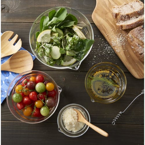 HARIO KB-2518 Katakuchi Bowls, Heat-Resistant Glass, Set of 4, Multi-Bowl, Clear, Made In Japan