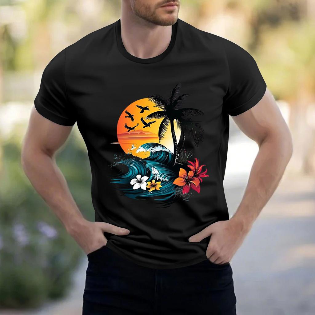 Men's Stand Collar Short Sleeve Shirt Loose Leisure Holiday Shirt Man