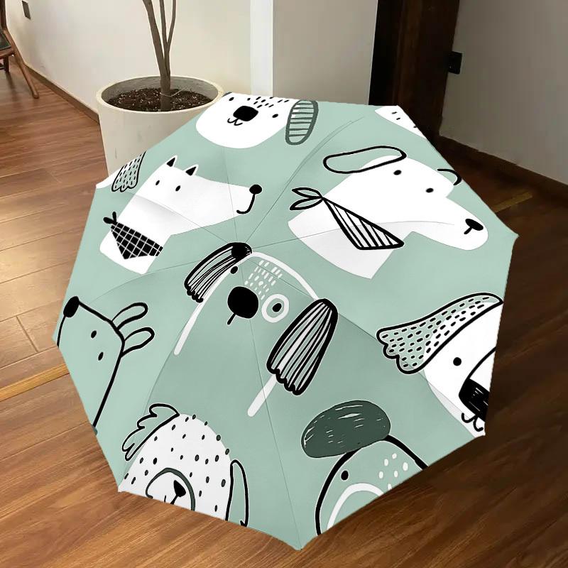 1PC Dog Pattern Umbrella-8-Rib Reinforced, Automatic Open, Lightweight & Durable, Cute Fashion Accessory for Outdoor-P91
